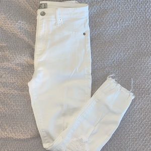 Abercrombie white distressed high waisted jeans